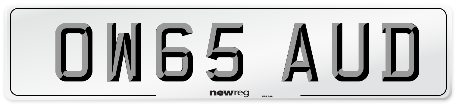OW65 AUD Number Plate from New Reg